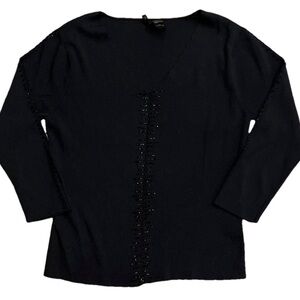 Etoile M black long sleeve beaded top